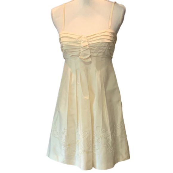 BCBGMAXAZRIA Pleated Bust A-Line Silk Beaded Embroidered Mini Dress - Picture 1 of 8